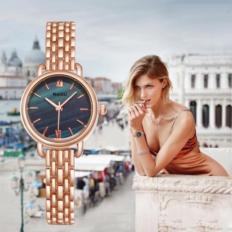 Наручний жіночий годинник із золотистим браслетом код 677 від компанії Shock km ua - фото 1