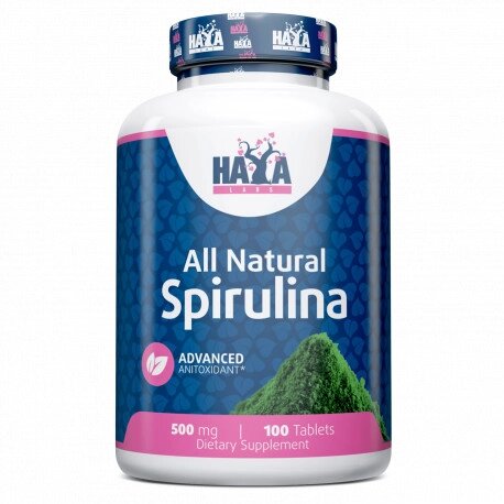 Натуральна добавка Haya Labs All Natural Spirulina 500 mg, 100 таблеток від компанії Shock km ua - фото 1