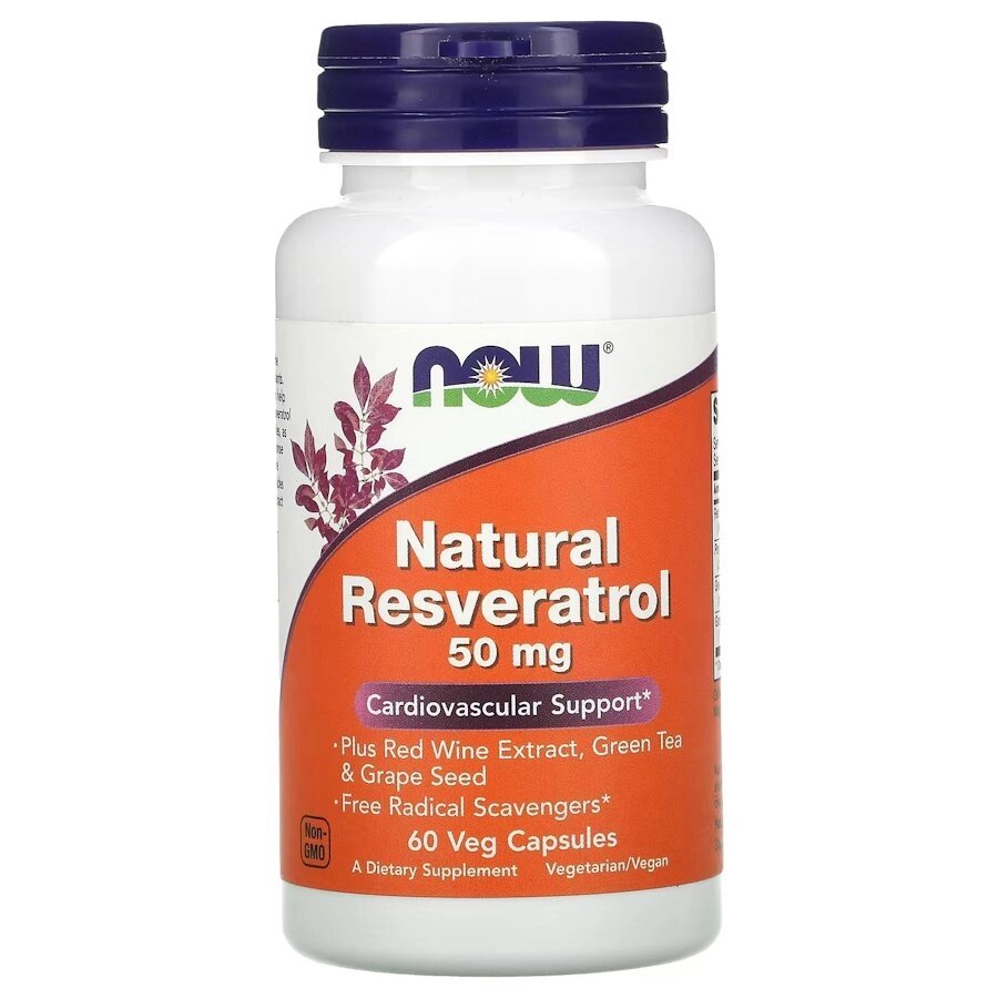 Натуральна добавка NOW Resveratrol 50 mg, 60 вегакапсул від компанії Shock km ua - фото 1