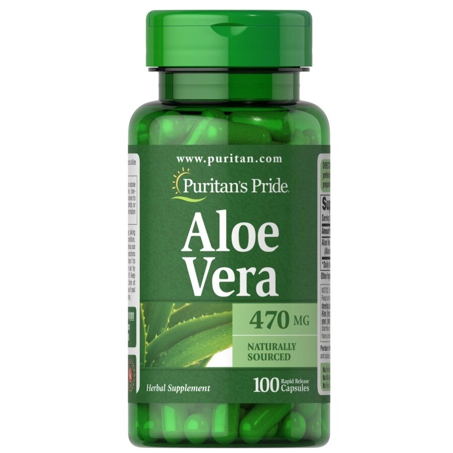 Натуральна добавка Puritan's Pride Aloe Vera 470 mg, 100 капсул від компанії Shock km ua - фото 1