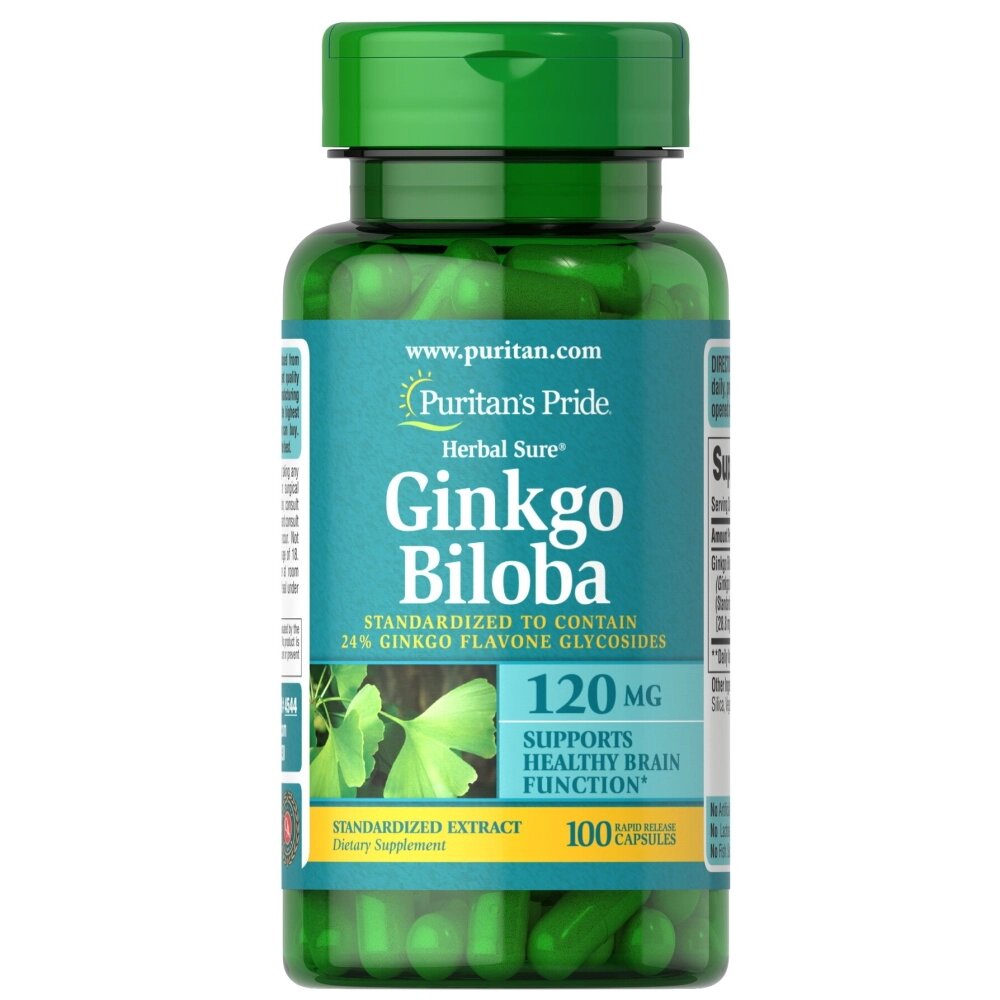 Натуральна добавка Puritan's Pride Ginkgo Biloba 120 mg, 100 капсул від компанії Shock km ua - фото 1