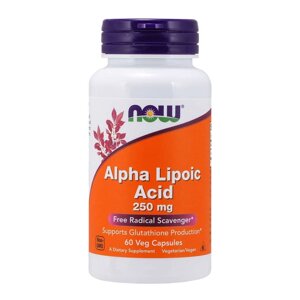 Натуральна добавка NOW Alpha Lipoic Acid 250 mg, 60 вегакапсул