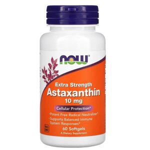 Натуральна добавка NOW Astaxanthin 10 mg, 60 капсул