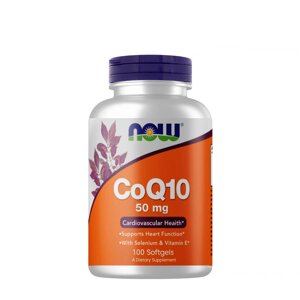 Натуральна добавка NOW CoQ-10 50 mg with Vitamin E, 100 капсул