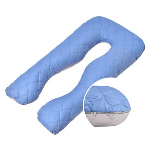 Наволочка на П-подушку стьобана для вагітних і відпочинку 140х75х20 см із блискавкою джинс/св. сіра