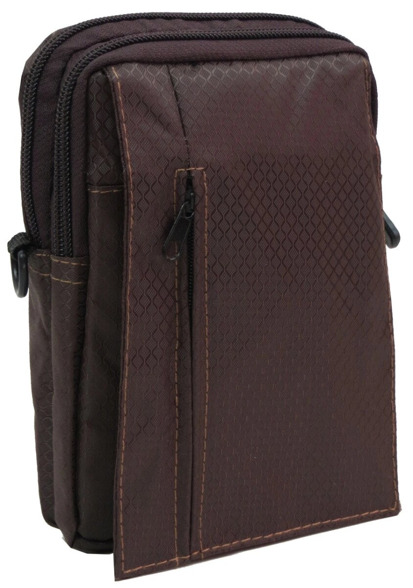 Невелика чоловіча сумка для носіння на плечі або ремені коричнева від компанії Shock km ua - фото 1