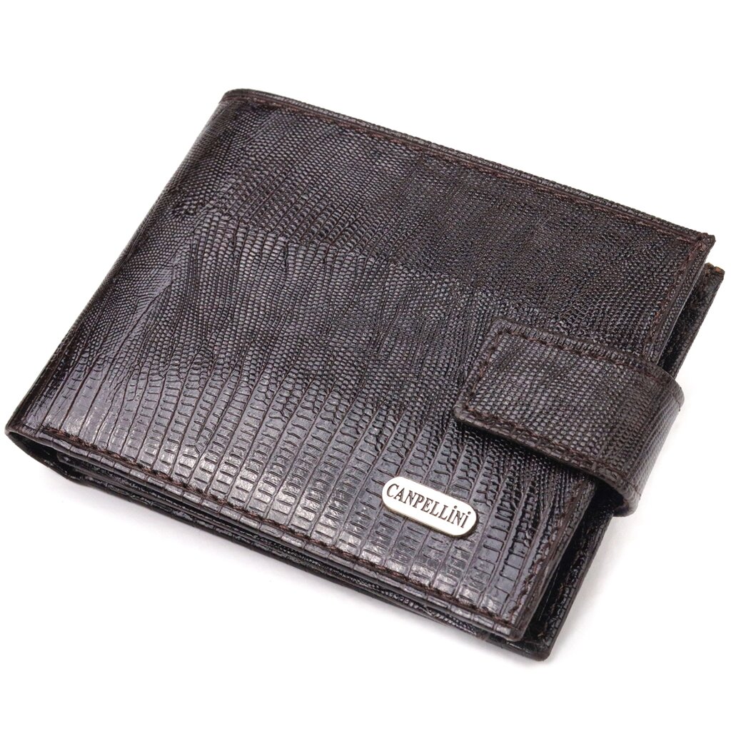 Невеликий чоловічий гаманець із натуральної фактурної шкіри CANPELLINI 21507 Коричневий від компанії Shock km ua - фото 1