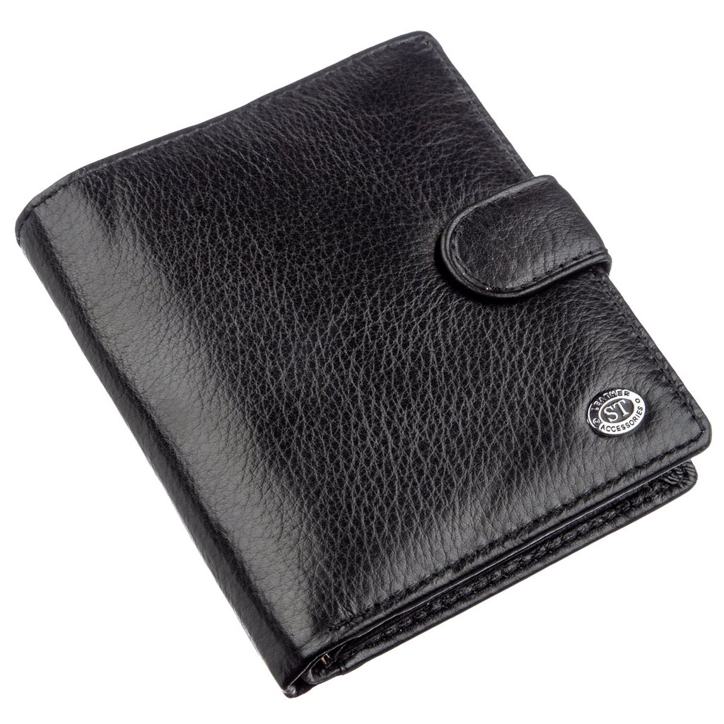 Невеликий шкіряний гаманець для чоловіків ST Leather 18832 Чорний від компанії Shock km ua - фото 1