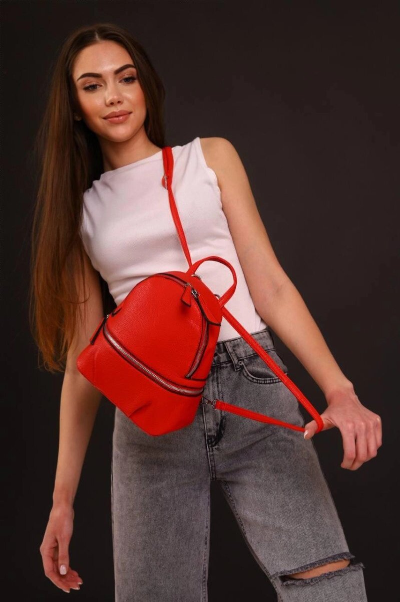 Невеликий жіночий червоний рюкзак-код 7-23 від компанії Shock km ua - фото 1