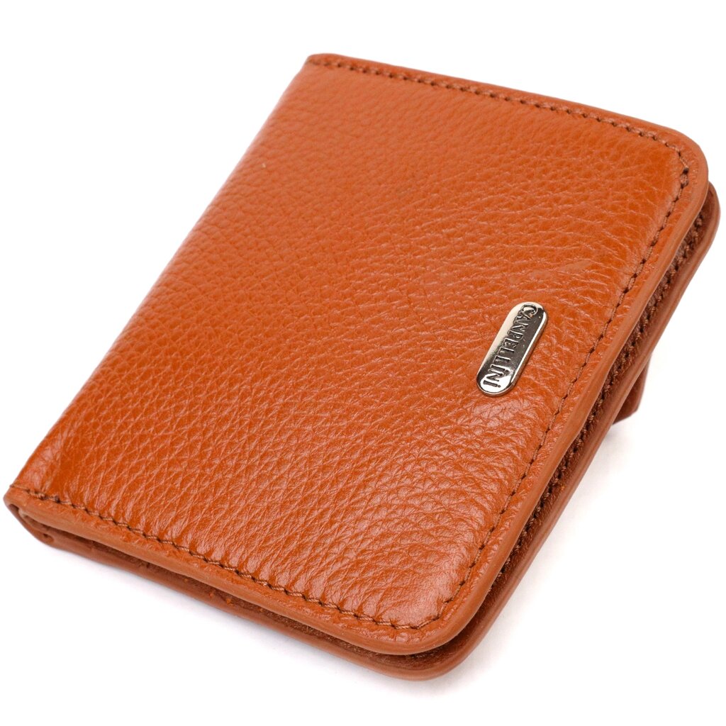 Невеликий жіночий гаманець із натуральної шкіри флотар CANPELLINI 21796 Світло-коричневий від компанії Shock km ua - фото 1