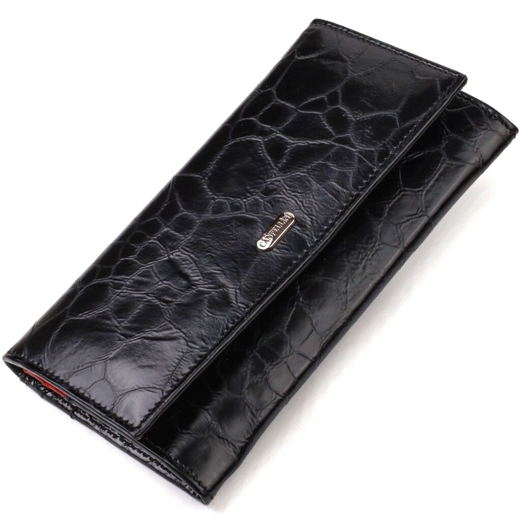 Незвичайний жіночий гаманець із натуральної фактурної шкіри CANPELLINI 21834 Чорний від компанії Shock km ua - фото 1