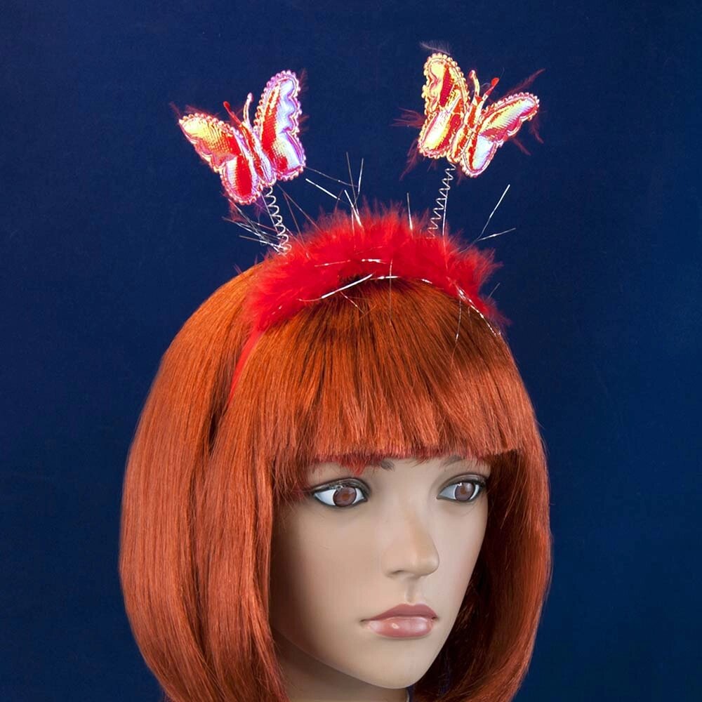 Обідок карнавальний Метелик на пружинках (червоний) від компанії Shock km ua - фото 1