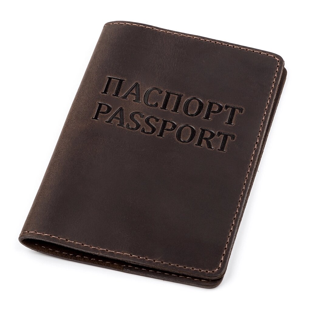 Обкладинка на паспорт Shvigel 13918 шкіряна Коричнева від компанії Shock km ua - фото 1
