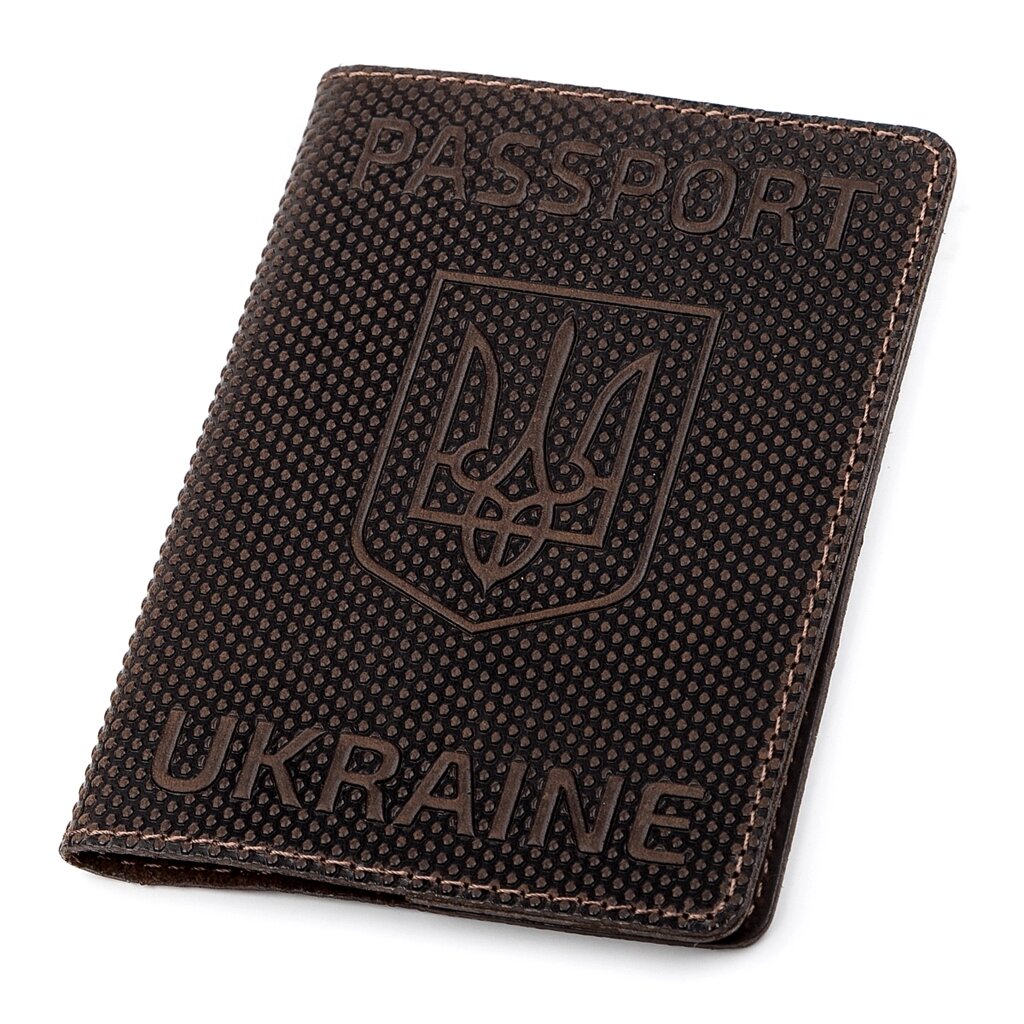 Обкладинка на паспорт Shvigel 13930 шкіряна Коричнева від компанії Shock km ua - фото 1