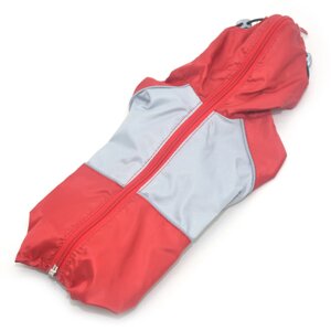 Одежда для собак дождевик плащевый красный+серый Той-теръер 25х28