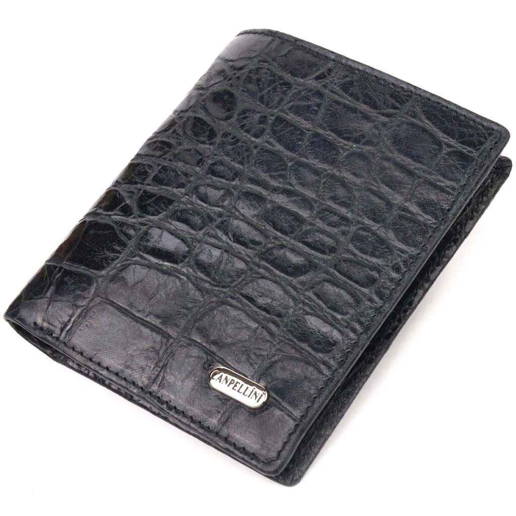 Оригінальне чоловіче портмоне з натуральної фактурної шкіри CANPELLINI 21502 Чорне від компанії Shock km ua - фото 1