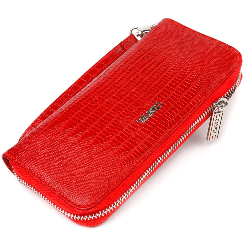 Оригінальний гаманець для жінок із натуральної фактурної шкіри CANPELLINI 21613 Червоний від компанії Shock km ua - фото 1