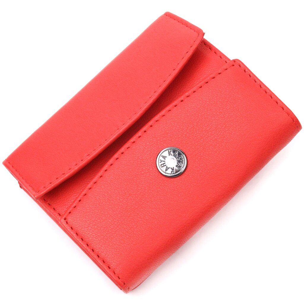 Оригінальний жіночий гаманець з натуральної шкіри KARYA 21340 Червоний від компанії Shock km ua - фото 1