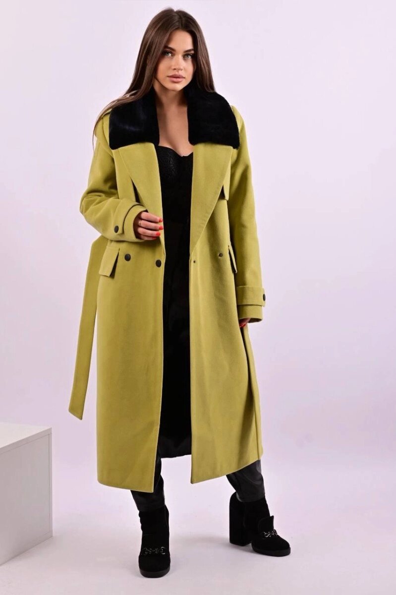 Пальто жіноче оливкове єврозима код П639 від компанії Shock km ua - фото 1