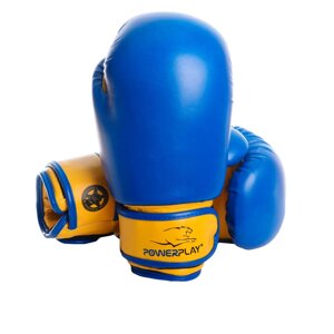 Рукавички для боксу PowerPlay PP 3004 JR, Blue/Yellow 6 унцій
