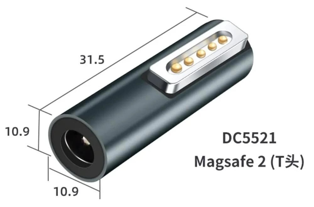 Перехідник до блоку живлення MagSafe 2 з 5.5x2.1(2.5) mm (Female) (A class) 1 день гар. від компанії Shock km ua - фото 1