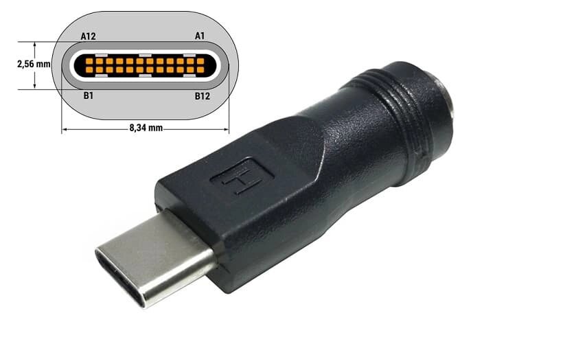 Перехідник до блоку живлення Type-C USB з 5.5x2.1(2.5) mm (Female) (A class) 1 день гар. від компанії Shock km ua - фото 1