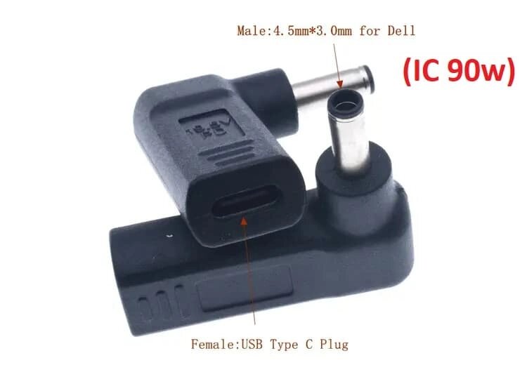 Перехідник PD (Power Delivery) тригер 19.5v Type-C (female) (5a, 100w) на 4.5x3.0mm (+pin) for Dell з USB Type-C від компанії Shock km ua - фото 1