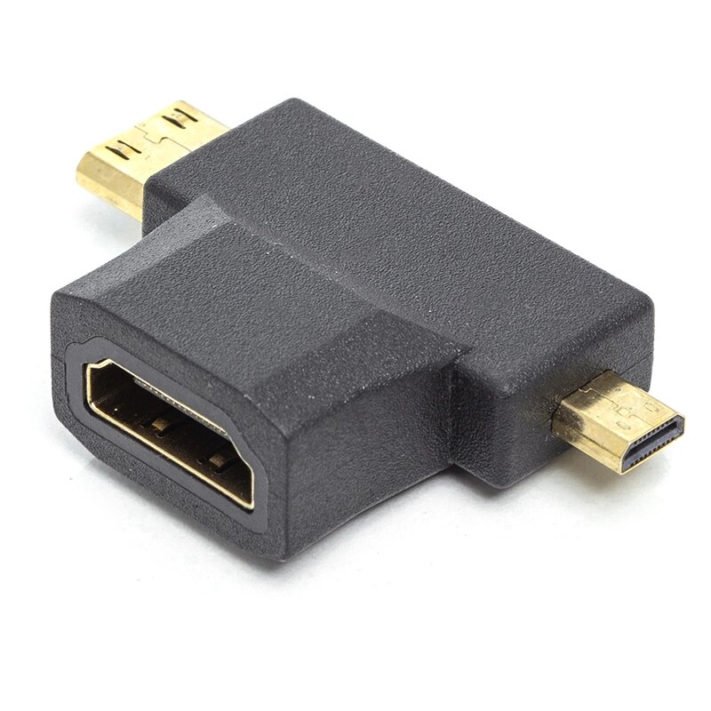 Перехідник PowerPlant HDMI (F) - mini HDMI (M)/micro HDMI (M) від компанії Shock km ua - фото 1