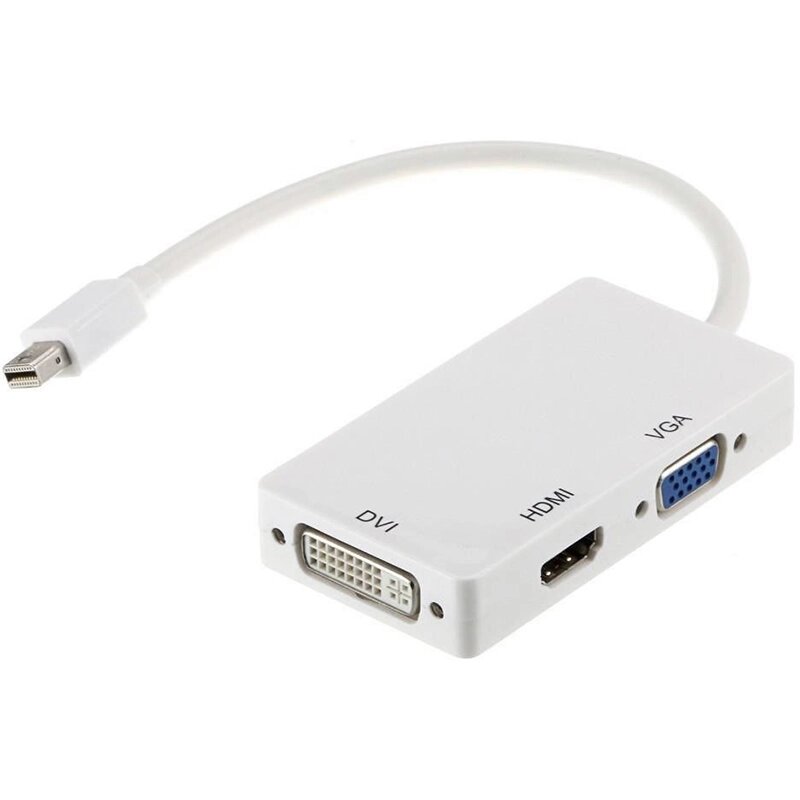 Перехідник PowerPlant mini DisplayPort (Thunderbolt) - HDMI, DVI, VGA (3 в 1) від компанії Shock km ua - фото 1