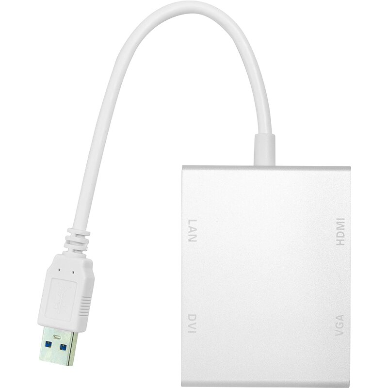Перехідник PowerPlant USB 3.0 - HDMI, DVI, VGA, RJ45 Gigabit Ethernet від компанії Shock km ua - фото 1