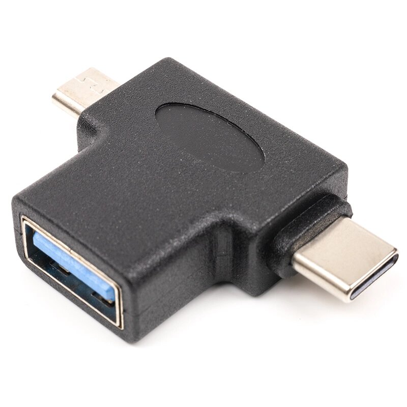 Перехідник PowerPlant USB 3.0 Type-C, microUSB (M) - USB 3.0 OTG AF від компанії Shock km ua - фото 1