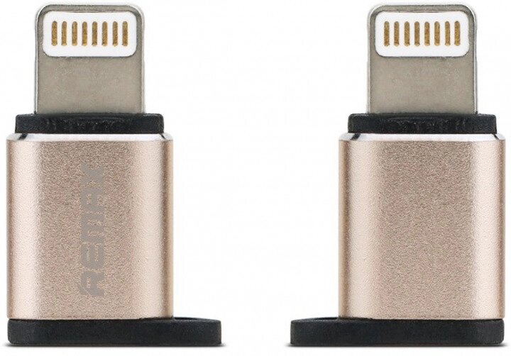 Перехідник Visual RA-USB2 microUSB (F) to Lightning (M) Gold Remax 340906 від компанії Shock km ua - фото 1