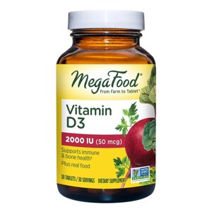 Вітаміни та мінерали MegaFood Vitamin D3 2000 UI, 30 таблеток
