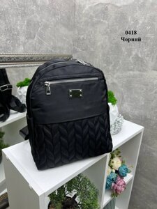 Чорний - стильний великий непромокаючий рюкзак з додатковими кишенями (0418)