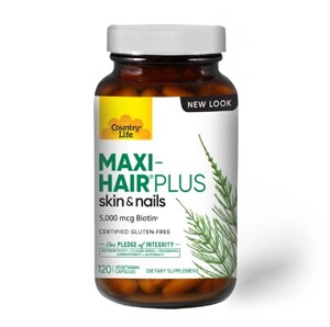Вітаміни та мінерали Country Life Maxi-Hair Plus, 120 капсул