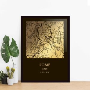 Постер "Рим / Roma" фольгований А3, gold-black, gold-black, англійська