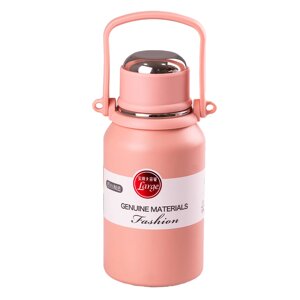 Термокухоль нержавіюча сталь термос з ручкою термос з чашкою термокухоль 900 мл Рожевий