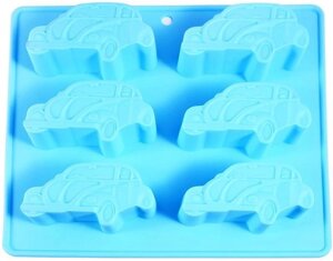 Форма для випічки кексів Fissman Машинки BW-6544-6 22х20 см блакитна