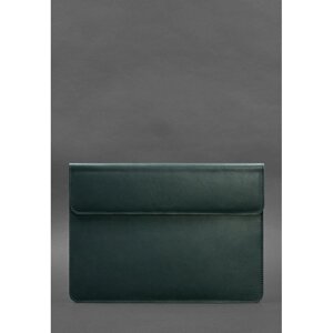 Шкіряний чохол-конверт на магнітах для MacBook 14 Зелений