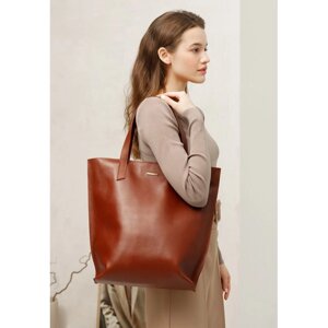 Шкіряна жіноча сумка шоппер D. D. світло-коричнева