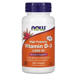 Вітаміни та мінерали NOW Vitamin D3 1000 IU, 360 капсул