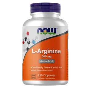 Амінокислота NOW L-Arginine 500 mg, 250 капсул
