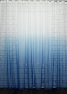 Тюль розтяжка "Омбре" на батисті (під льон) з обтяжувачем, колір блакитний з білим. Код 508т