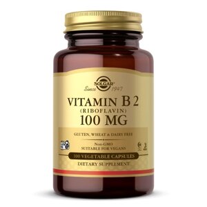 Вітаміни та мінерали Solgar Vitamin B2 100 mg, 100 вегакапсул