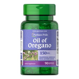 Натуральна добавка Puritan's Pride Oil of Oregano 150 mg, 90 капсул