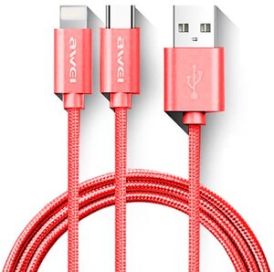 Кабель AWEI CL-984 2in1 cable 1m Red