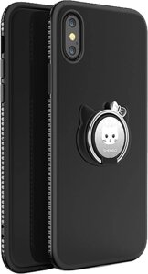 Чехол-накладка SHENGO Soft-touch holder TPU Case iPhone X Black