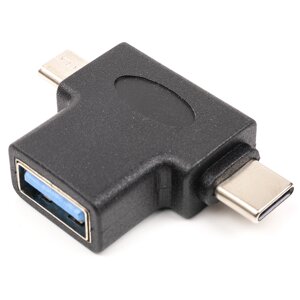 Перехідник PowerPlant USB 3.0 Type-C, microUSB (M) - USB 3.0 OTG AF