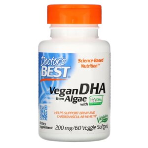 Жирні кислоти Doctor's Best Vegan DHA from Algae, 60 вегакапсул