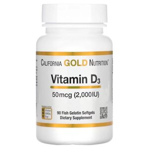 Вітаміни та мінерали California Gold Nutrition Vitamin D3 50 mcg, 90 рибних капсул